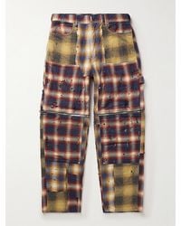 Givenchy - Straight-Leg Convertible Distressed Checked Cotton-Flannel Trousers - Lyst