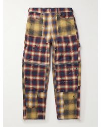 Givenchy - Straight-leg Convertible Distressed Checked Cotton-flannel Trousers - Lyst