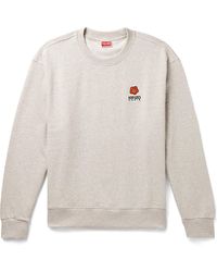 KENZO - Logo-embroidered Cotton-jersey Sweatshirt - Lyst