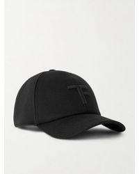 Tom Ford - Logo-Embroidered Leather-Trimmed Cashmere Baseball Cap - Lyst