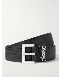 Saint Laurent - 3cm Croc-effect Leather Belt - Lyst