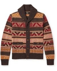 RRL - Shawl-collar Wool, Linen And Silk-blend Jacquard Cardigan - Lyst