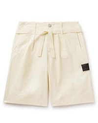 Stone Island Shadow Project - Straight-leg Belted Cotton-blend Seersucker Shorts - Lyst