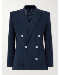Balmain - Double-breasted Grain De Poudre Wool Blazer - Lyst
