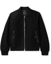 Tom Ford - Leather-trimmed Cotton Bomber Jacket - Lyst