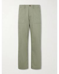 Nudie Jeans - Straight-Leg Herringbone Cotton Trousers - Lyst