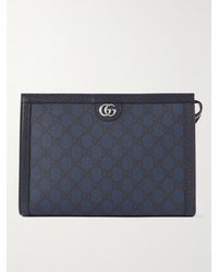 Gucci - Ophidia Leather-trimmed Monogrammed Supreme Coated-canvas Pouch - Lyst