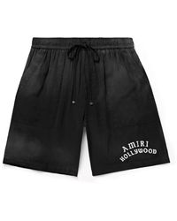 Amiri - Hollywood Straight-Leg Logo-Flocked Modal-Blend Drawstring Shorts - Lyst