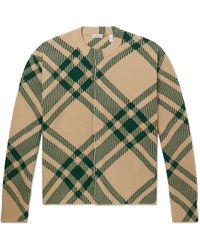 Burberry - Checked Ribbed Wool-blend Cardigan - Lyst