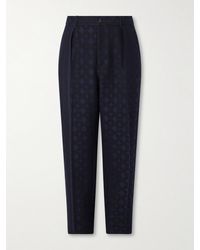 Blue Blue Japan - Straight-Leg Pleated Cotton And Wool-Blend Jacquard Suit Trousers - Lyst