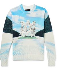 Amiri - Printed Cotton And Cashmere-blend Sweater - Lyst