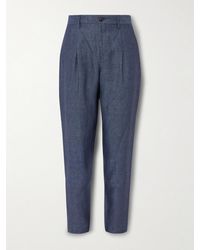 Canali - Pantaloni slim-fit in lino fiammato con pinces - Lyst