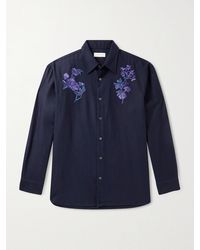 Dries Van Noten - Embroidered Wool-Flannel Shirt - Lyst