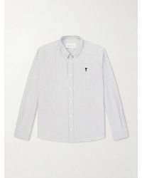 Ami Paris - Button-Down Collar Logo-Embroidered Cotton Oxford Shirt - Lyst