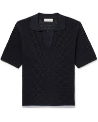 LE17SEPTEMBRE - Open-knit Ribbed Linen-blend Polo Shirt - Lyst