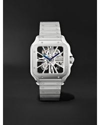 Cartier - Santos De Skeleton Hand-Wound 39.8Mm Interchangeable Stainless Steel And Alligator Watch - Lyst
