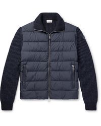 Moncler - Leather-trimmed Quilted Shell And Ribbed Cotton And Wool-blend Down Jacket - Lyst