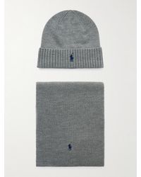 Polo Ralph Lauren - Logo-Embroidered Ribbed Wool Beanie And Scarf Set - Lyst