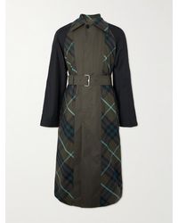 Burberry - Belted Logo-appliquéd Checked Cotton-gabardine Trench Coat - Lyst