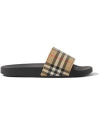 Burberry - Checked Rubber Slides - Lyst