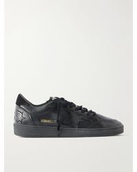 Golden Goose - Ball Star Distressed Suede-Trimmed Leather Sneakers - Lyst