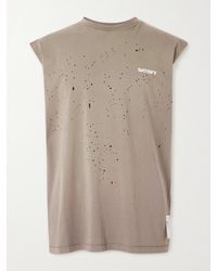 Satisfy - Distressed Logo-Print Mothtech Organic Cotton-Jersey Tank Top - Lyst