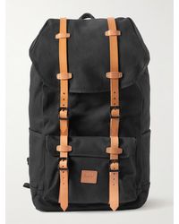 Herschel Supply Co. Little America Logo-appliquéd Leather-trimmed Canvas Backpack - Black