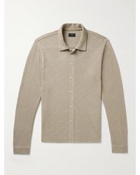 Club Monaco - Slim-fit Waffle-knit Cotton-blend Shirt - Lyst