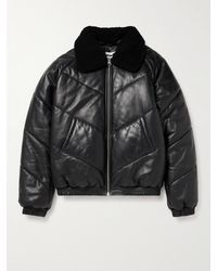 YMC - Kool Herc Shearling-trimmed Quilted Padded Leather Jacket - Lyst