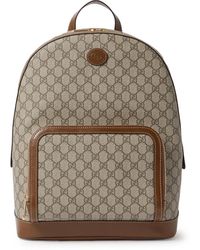Gucci - GG Retro Leather-trimmed Monogrammed Coated-canvas Backpack - Lyst