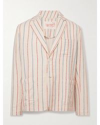Kardo - Unstructured Striped Cotton-Canvas Suit Jacket - Lyst