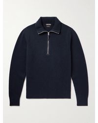Tom Ford - Pullover in misto lana con mezza zip - Lyst