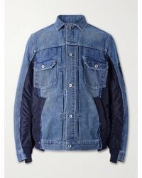 Sacai - Denim And Nylon-twill Bomber Jacket - Lyst