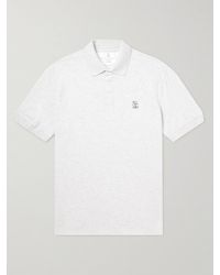 Brunello Cucinelli - Logo-print Cotton-piqué Polo Shirt - Lyst
