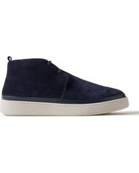 Mulo - Leather-Trimmed Waxed-Suede Chukka Boots - Lyst