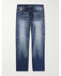 Versace - Jeans Slim-Fit A Gamba Dritta Con Decorazione - Lyst