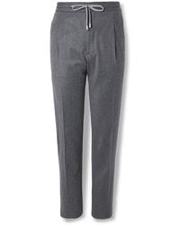 Lardini - Straight-Leg Pleated Stretch Virgin Wool And Cashmere-Blend Drawstring Trousers - Lyst