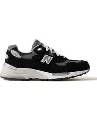New Balance - M992 Leather-Trimmed Suede, Nubuck And Mesh Sneakers - Lyst