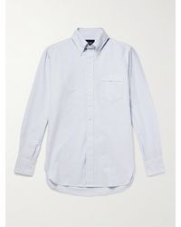 Drake's - Button-Down Collar Striped Cotton Oxford Shirt - Lyst