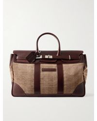 Brunello Cucinelli - Herringbone Canvas And Leather Weekend Bag - Lyst