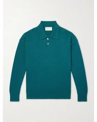 Ami Paris - Knitted Wool And Cotton-Blend Polo Sweater - Lyst