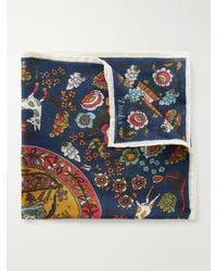 Drake's - Folk Rider Printed Wool And Silk-Blend Gauze Pocket Square - Lyst