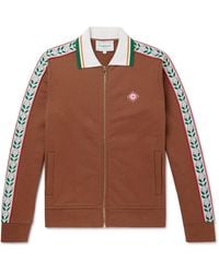 Casablancabrand - Laurel Logo-appliquéd Embroidered Organic Cotton-jersey Zip-up Cardigan - Lyst