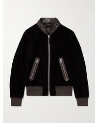 Tom Ford - Full-Grain Leather-Trimmed Velvet Bomber Jacket - Lyst
