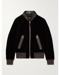 Tom Ford - Full-Grain Leather-Trimmed Velvet Bomber Jacket - Lyst