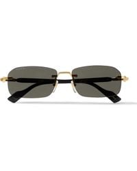 Gucci - Rimless Rectangular-frame Gold-tone And Acetate Sunglasses - Lyst