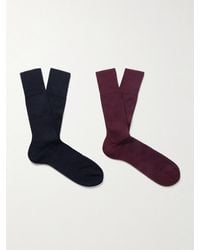 FALKE - N7 Finest Two-Pack Ribbed Virgin Wool-Blend Socks - Lyst