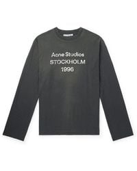 Acne Studios - Edden U 1996 Logo-Print Distressed Cotton And Hemp-Blend T-Shirt - Lyst