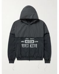 Balenciaga - Distressed Logo-Print Checked Cotton-Twill And Jersey Hooded Jacket - Lyst