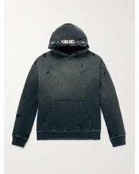 Kapital - Embellished Suede-Trimmed Distressed Cotton-Jersey Hoodie - Lyst
